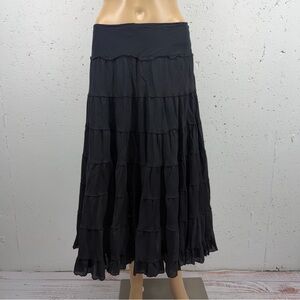Jasmine KC Women’s size Medium Black Tiered Layered Bohemian Midi Skirt